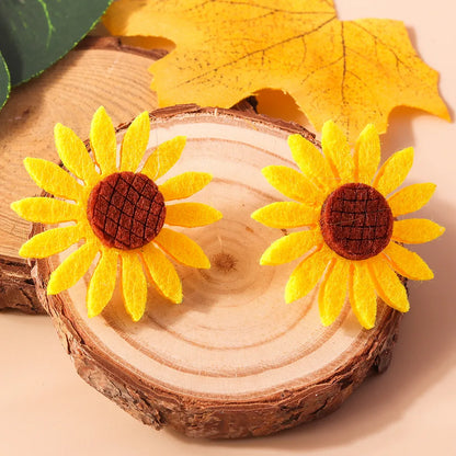 1 Pair Pastoral Flower Patchwork Knit Zinc Alloy Drop Earrings