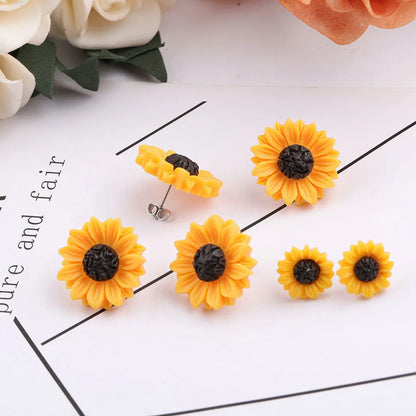 1 Pair Pastoral Flower Plating Resin Silver Plated Ear Studs