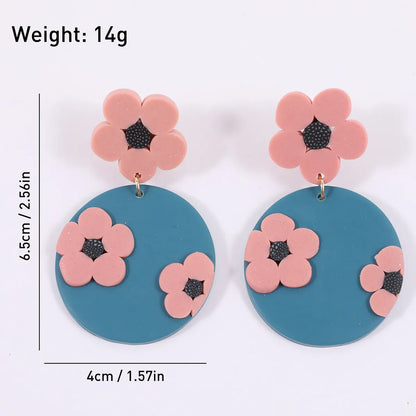 1 Pair Pastoral Flower Soft Clay Drop Earrings