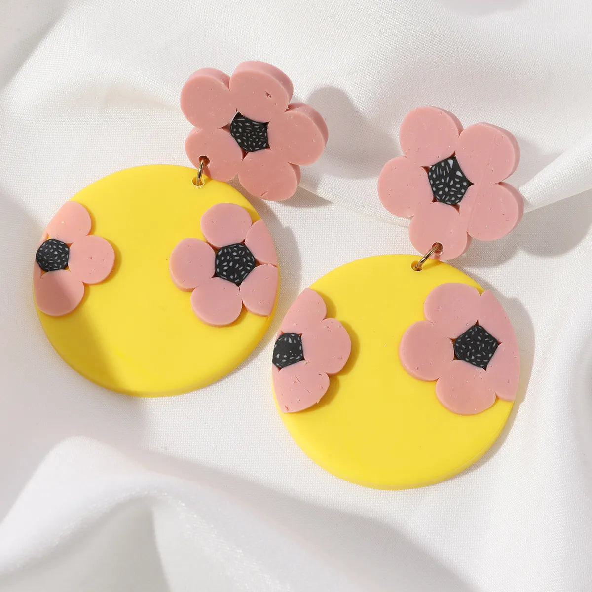 1 Pair Pastoral Flower Soft Clay Drop Earrings