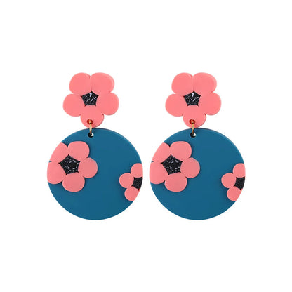 1 Pair Pastoral Flower Soft Clay Drop Earrings