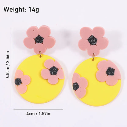 1 Pair Pastoral Flower Soft Clay Drop Earrings