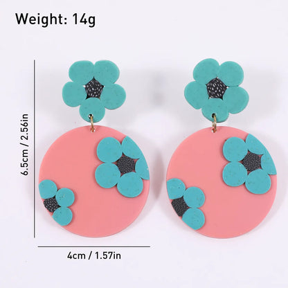 1 Pair Pastoral Flower Soft Clay Drop Earrings