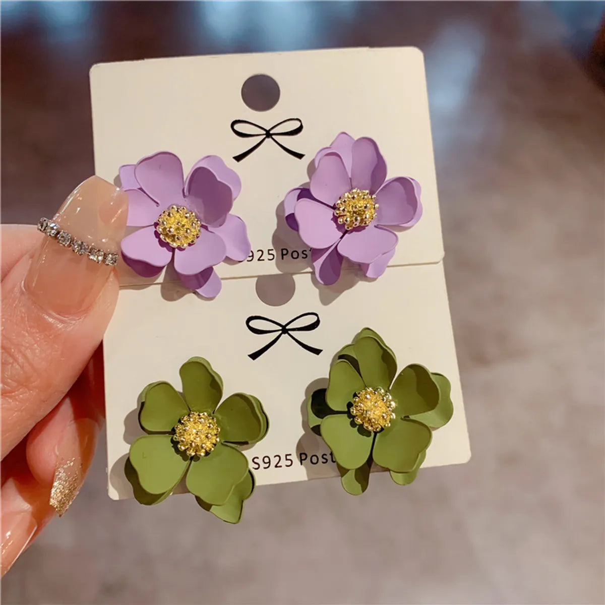 1 Pair Pastoral Flower Stoving Varnish Alloy Ear Studs