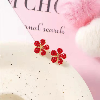 1 Pair Pastoral Fruit Inlay Zinc Alloy Rhinestones Ear Studs