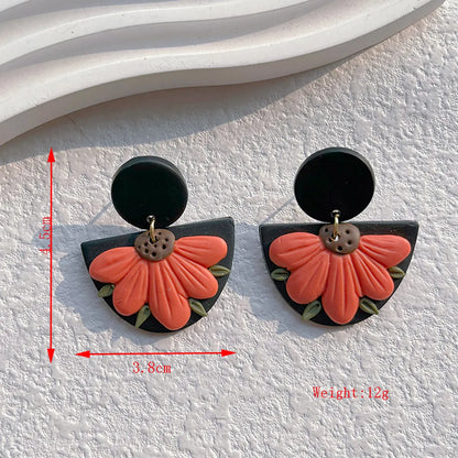 1 Pair Pastoral Rose Flower Handmade Plating Soft Clay 14k Gold Plated Drop Earrings