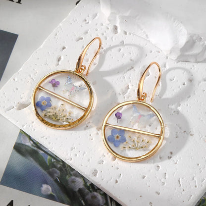 1 Pair Pastoral Simple Style Flower Alloy Resin Drop Earrings