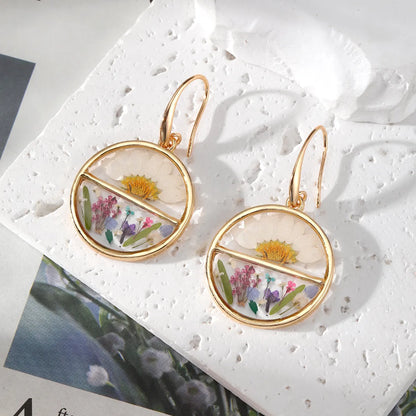 1 Pair Pastoral Simple Style Flower Alloy Resin Drop Earrings