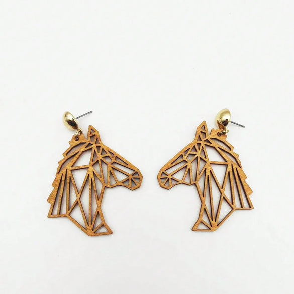 1 Pair Pastoral Simple Style Roman Style Animal Horse Wood Drop Earrings