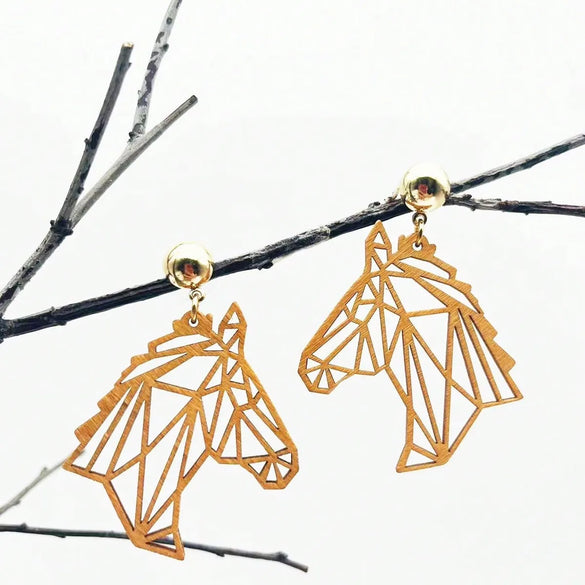 1 Pair Pastoral Simple Style Roman Style Animal Horse Wood Drop Earrings