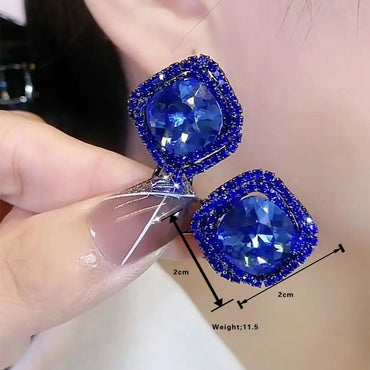 1 Pair Pastoral Square Plating Inlay Alloy Crystal Rhinestones Rhodium Plated Ear Studs