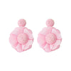 1 Pair Pastoral Streetwear Flower Cloth Raffia Drop Earrings