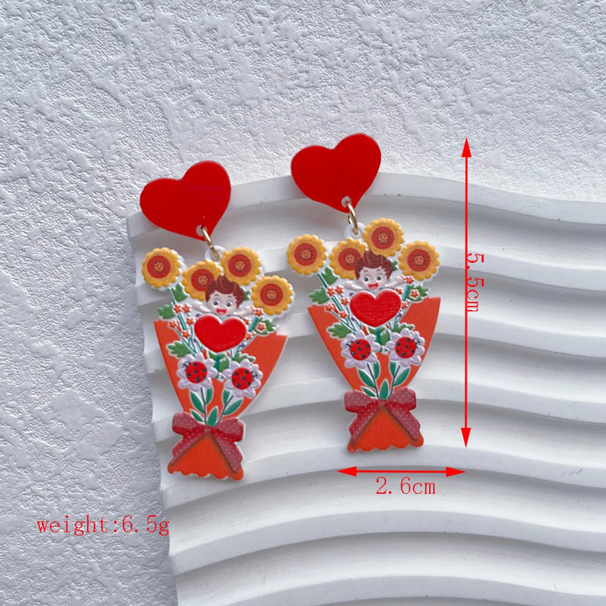 1 Pair Preppy Style Classic Style Human Heart Shape Flower Arylic Drop Earrings