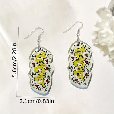 1 Pair Preppy Style Simple Style Clouds Letter Pencil Slice Printing Arylic Drop Earrings