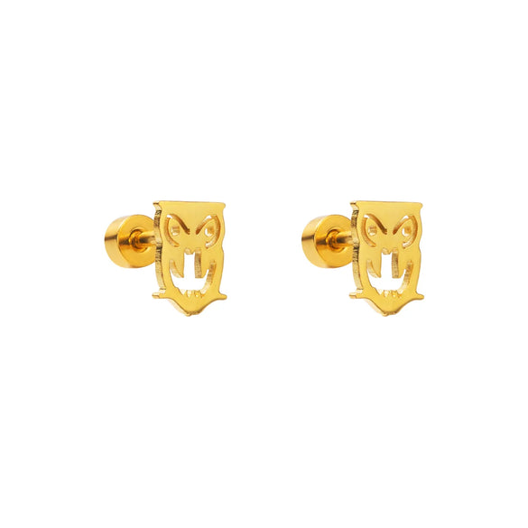 1 Pair Preppy Style Simple Style Cross Letter Owl 304 Stainless Steel Ear Studs