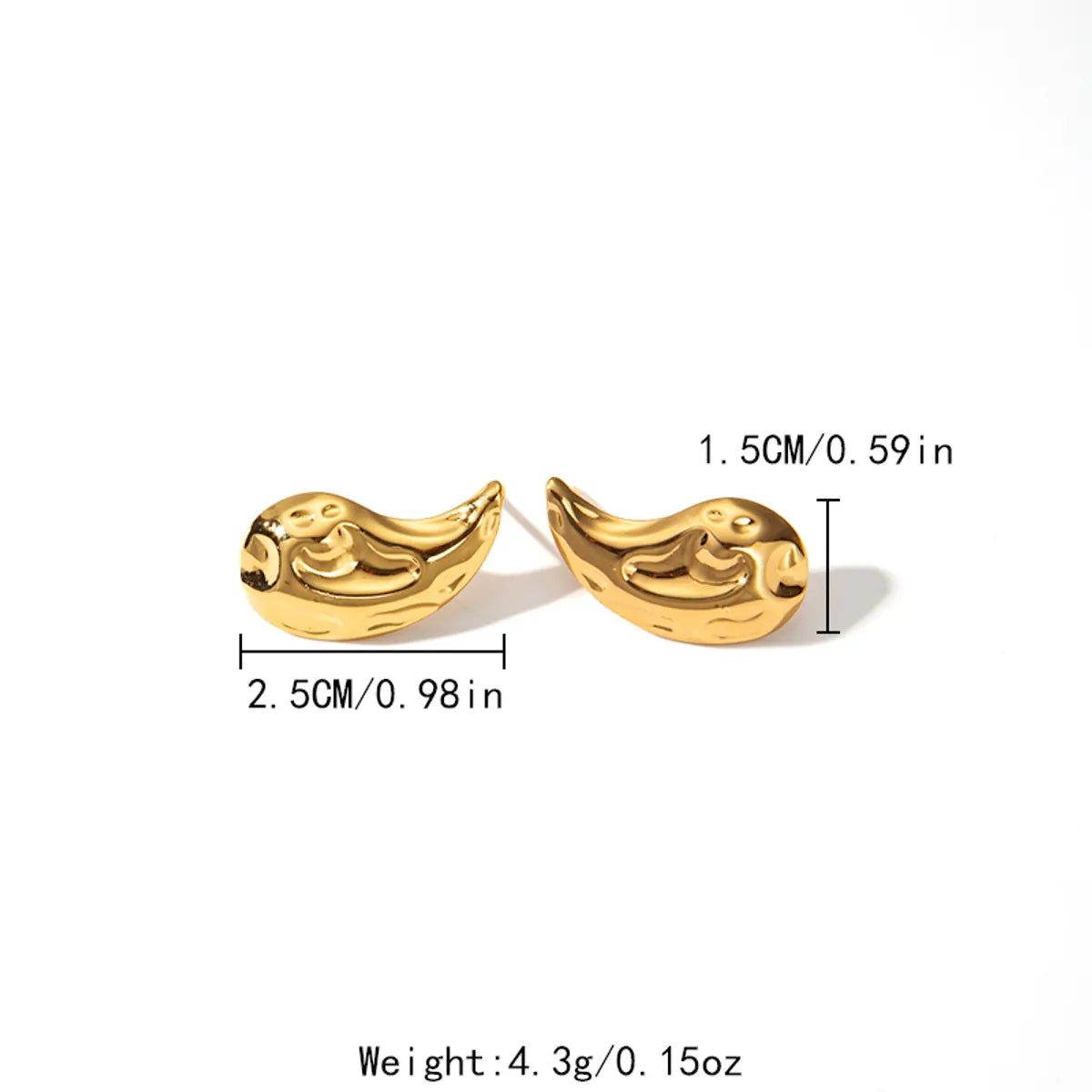 1 Pair Preppy Style Simple Style Streetwear Water Droplets Plating 304 Stainless Steel 14K Gold Plated Ear Studs