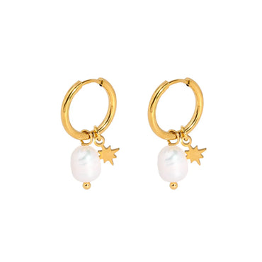 1 Pair Preppy Style Solid Color Plating Inlay Stainless Steel Freshwater Pearl Freshwater Pearl 18k Gold Plated Earrings