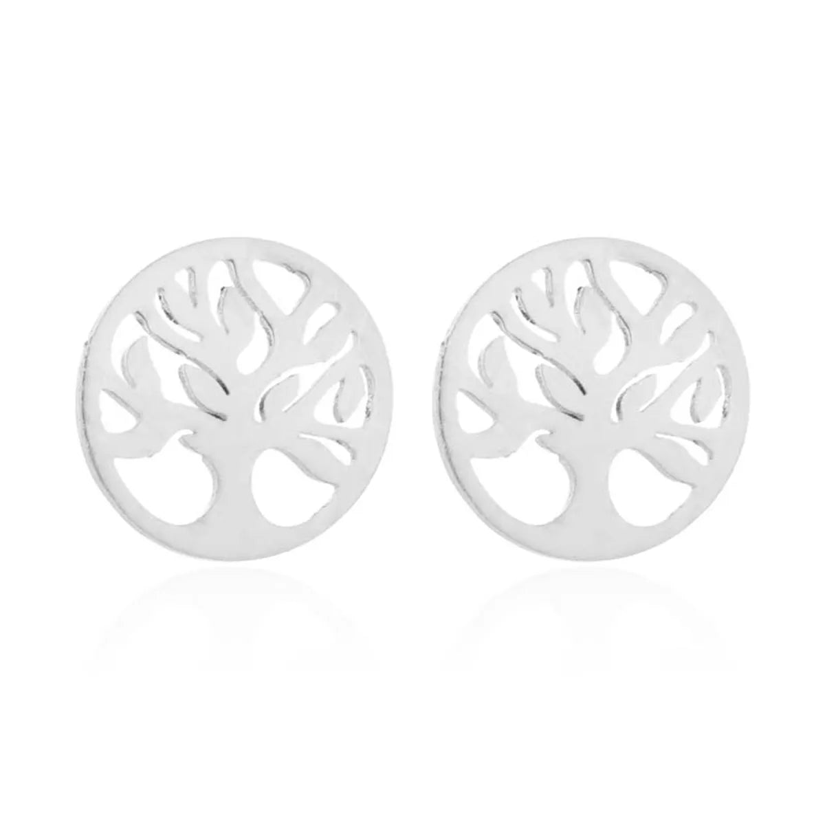 1 Pair Preppy Style Tree Polishing Plating Hollow Out 304 Stainless Steel 18K Gold Plated Ear Studs