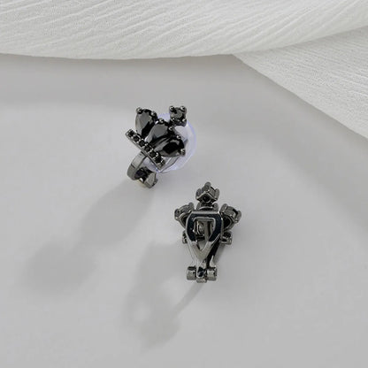 1 Pair Princess Crown Plating Inlay Copper Alloy Zircon 18K Gold Plated White Gold Plated Ear Studs