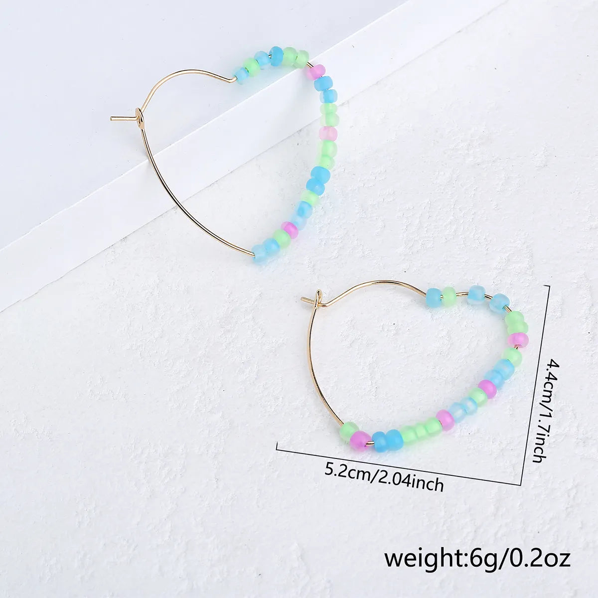 1 Pair Princess Cute Sweet Heart Shape Beaded Luminous Resin Copper Earrings