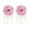 1 Pair Princess Exaggerated Sweet Flower Bow Knot Handmade Imitation Pearl Cloth Fabric Ear Studs