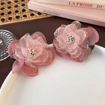 1 Pair Princess Flower Gauze Ear Studs