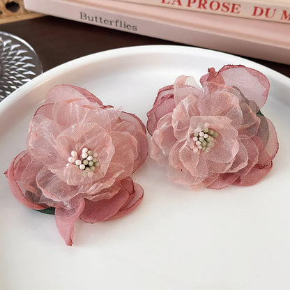 1 Pair Princess Flower Gauze Ear Studs