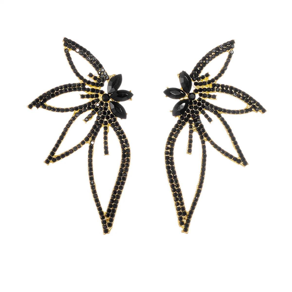 1 Pair Princess Romantic Butterfly Plating Inlay Alloy Rhinestones Drop Earrings