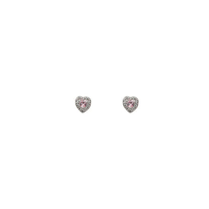 1 Pair Princess Sweet Heart Shape Plating Inlay Sterling Silver Zircon Ear Studs