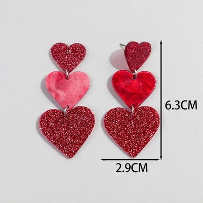 1 Pair Princess Sweet Heart Shape Printing Arylic Drop Earrings