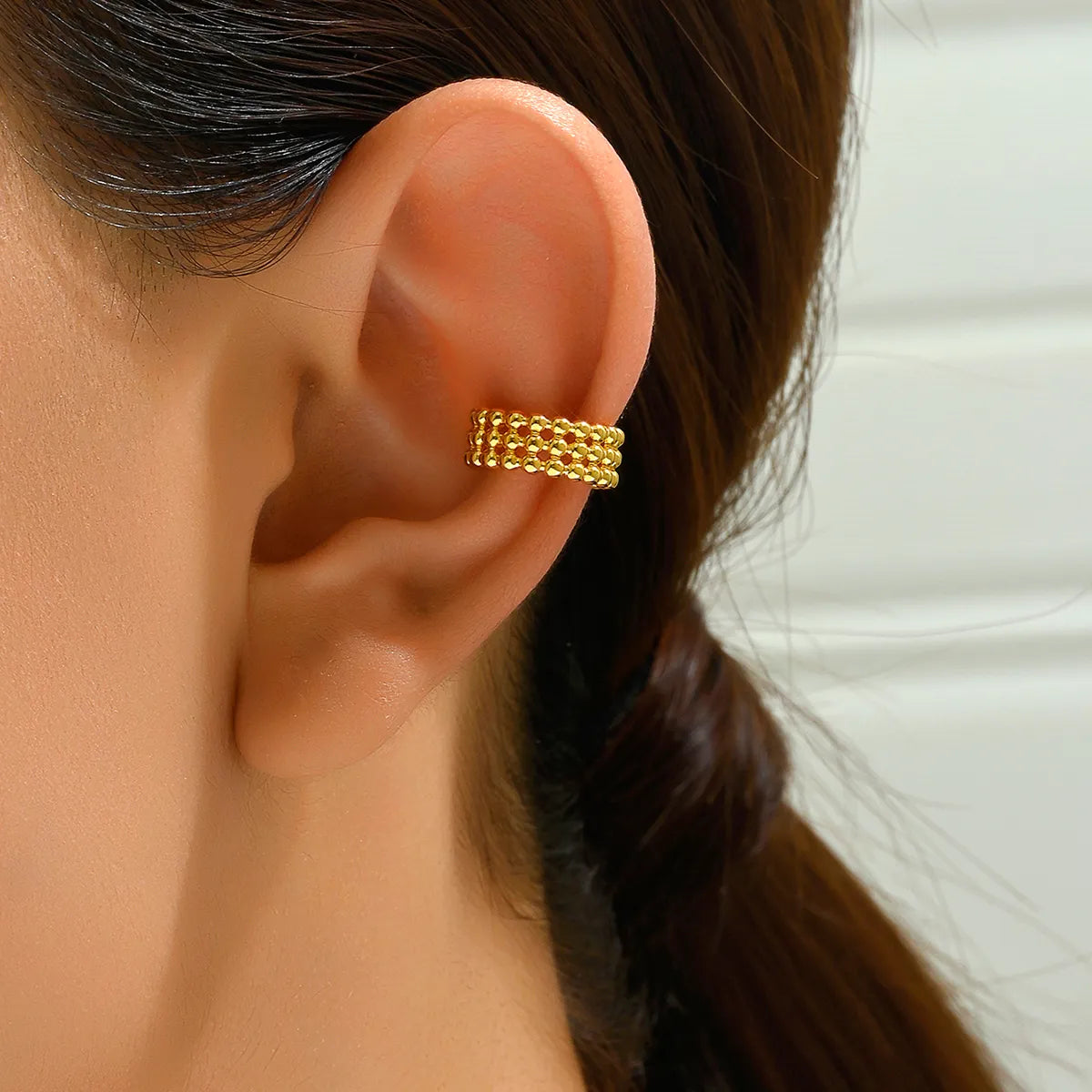 1 Pair Punk Cool Style C Shape Solid Color Plating Copper 18k Gold Plated Ear Cuffs