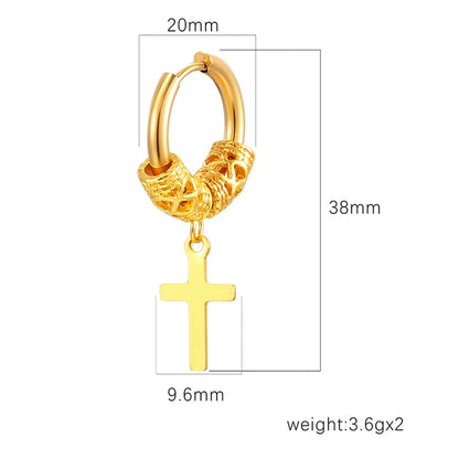 1 Pair Punk Cross Plating Stainless Steel Drop Earrings