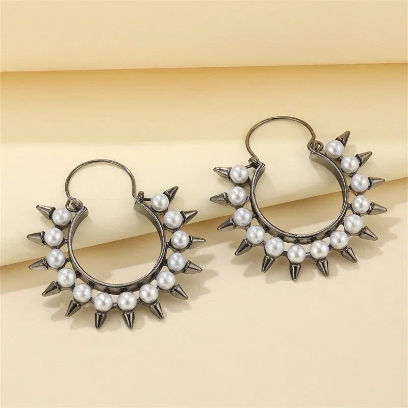 1 Pair Punk Geometric Plating Inlay Alloy Artificial Pearls Earrings