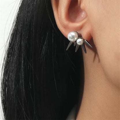 1 Pair Punk Geometric Plating Inlay Alloy Artificial Pearls Earrings