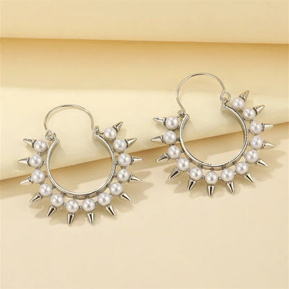 1 Pair Punk Geometric Plating Inlay Alloy Artificial Pearls Earrings