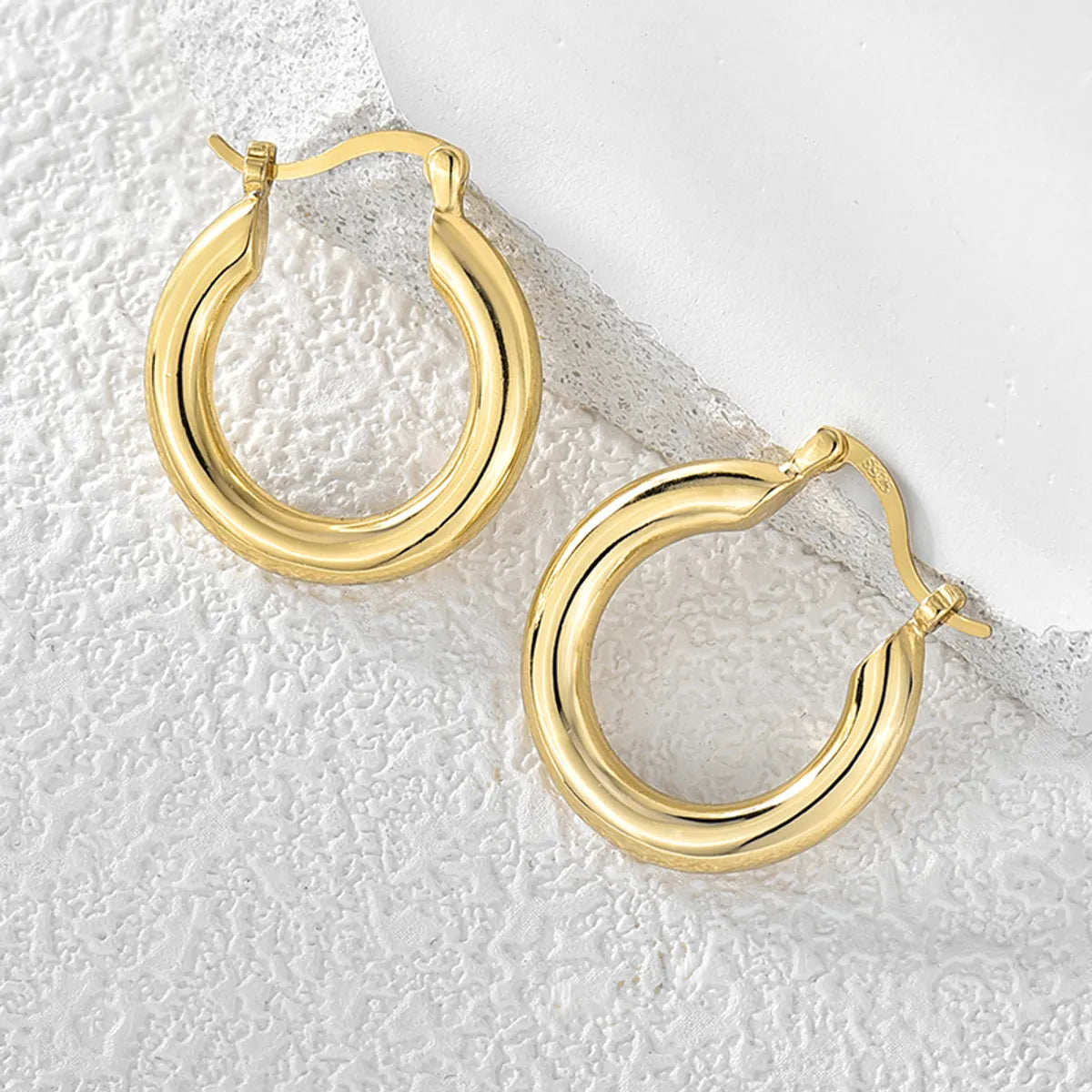 1 Pair Punk Simple Style Classic Style Solid Color Plating Copper 18k Gold Plated Hoop Earrings