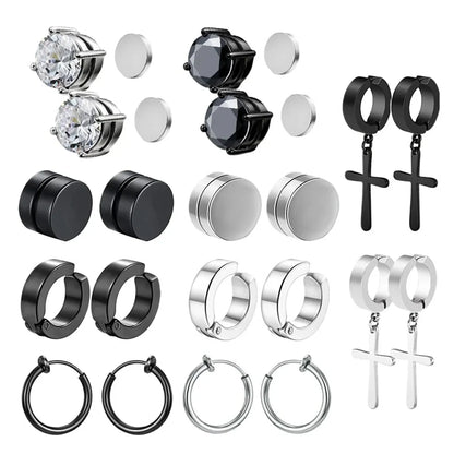 1 Pair Punk Simple Style Geometric Stainless Steel Hoop Earrings Ear Cuffs