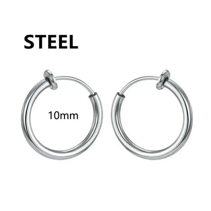 1 Pair Punk Simple Style Geometric Stainless Steel Hoop Earrings Ear Cuffs