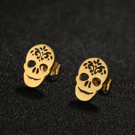 1 Pair Punk Simple Style Skull Plating Stainless Steel Ear Studs