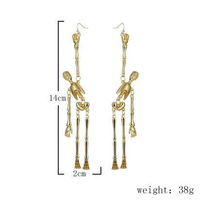 1 Pair Punk Skull Asymmetrical Plating Alloy Drop Earrings