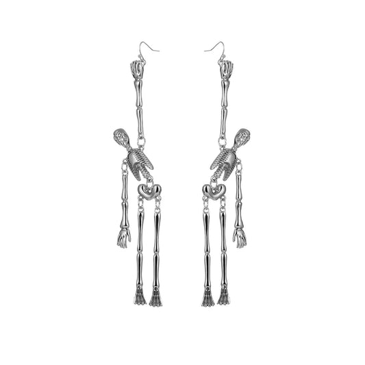 1 Pair Punk Skull Asymmetrical Plating Alloy Drop Earrings