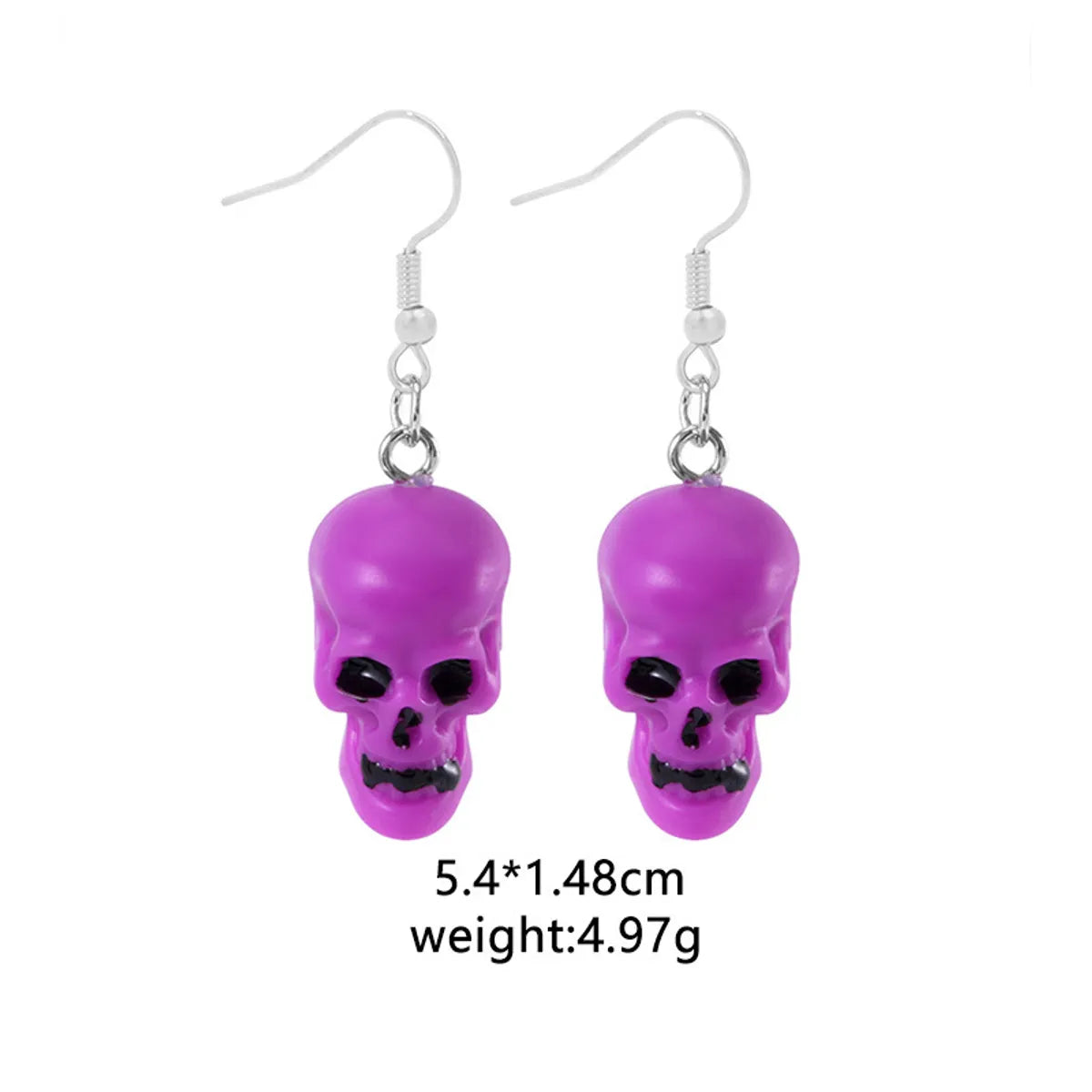 1 Pair Punk Skull Handmade Resin Drop Earrings