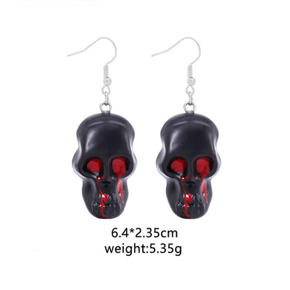 1 Pair Punk Skull Handmade Resin Drop Earrings