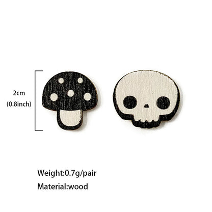 1 Pair Punk Skull Wood Ear Studs