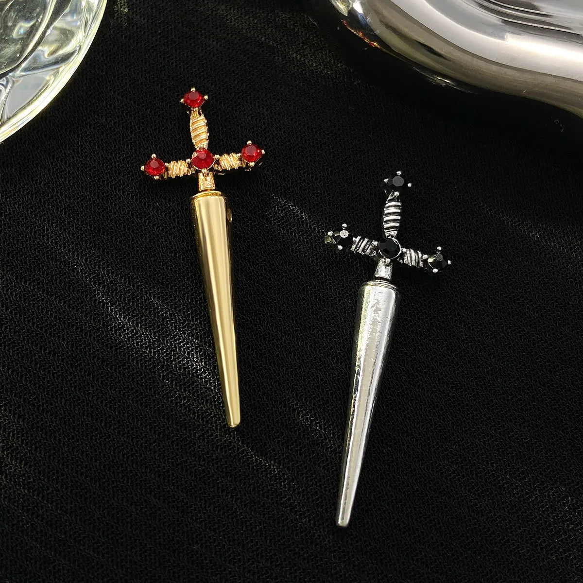 1 Pair Punk Sword Cross Alloy Ear Studs