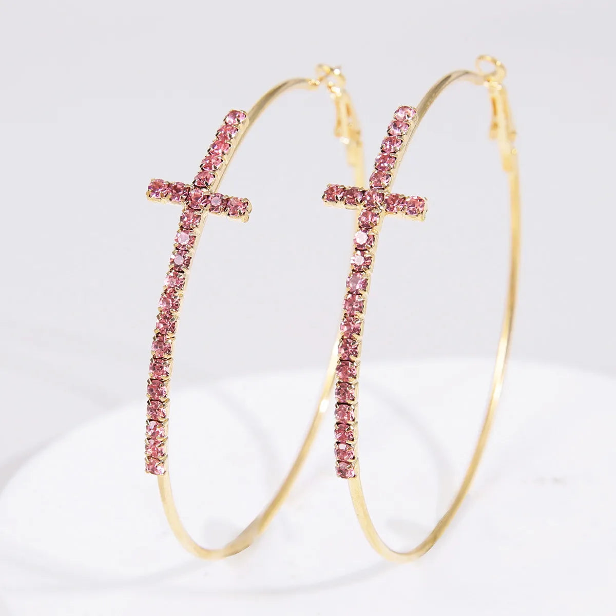 1 Pair Queen Cross Plating Inlay Alloy Zircon Hoop Earrings