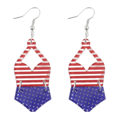 1 Pair Retro American Flag Arylic Drop Earrings