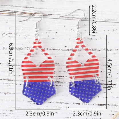 1 Pair Retro American Flag Arylic Drop Earrings