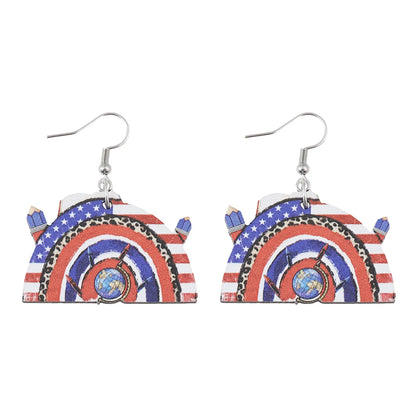 1 Pair Retro American Flag Wood Drop Earrings