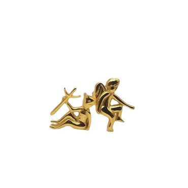 1 Pair Retro Angel Demon Plating Sterling Silver Ear Studs